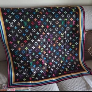 Designer Colorful Monogram Silk Scarf